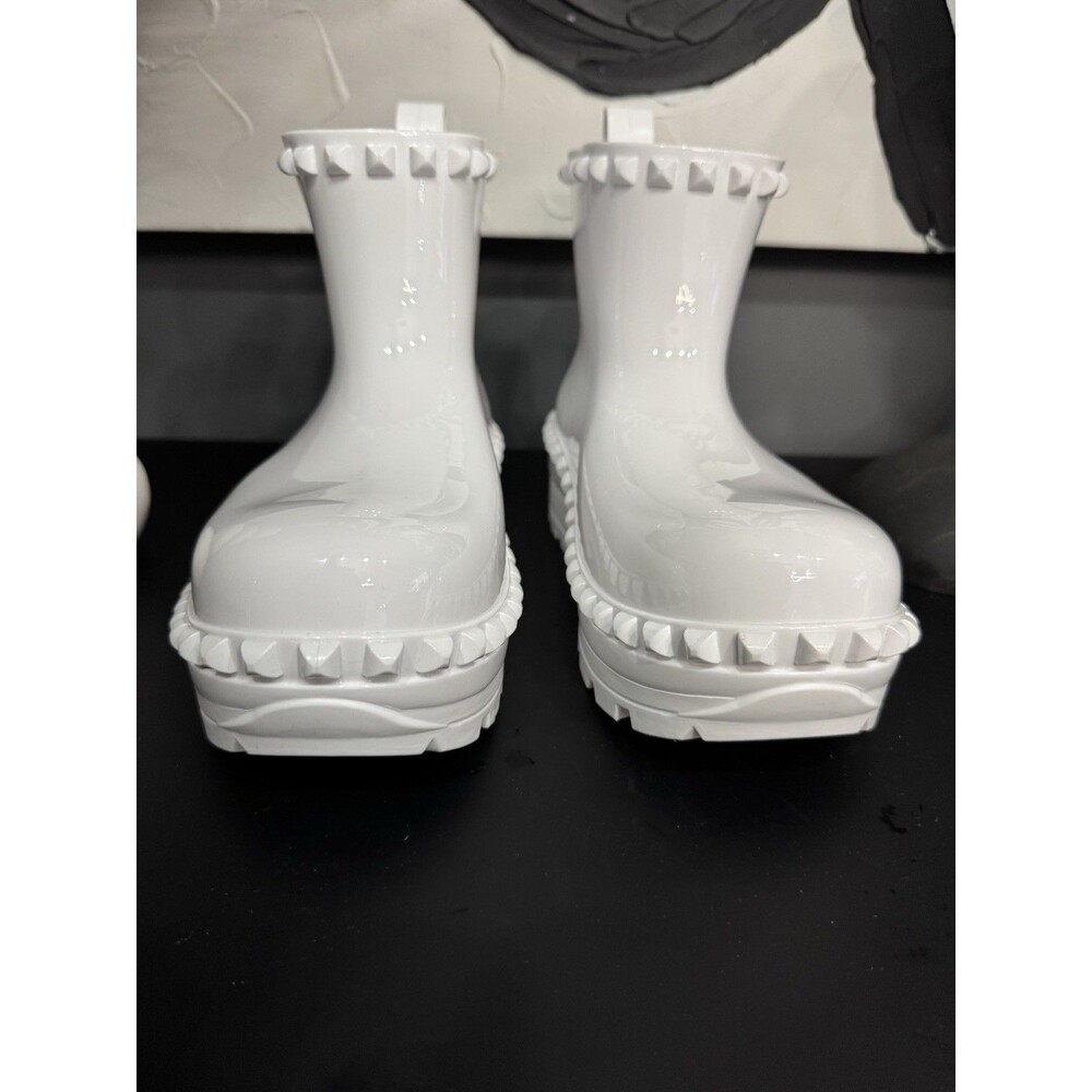 Carmen Sol Graziano Jelly Rain Boots Women's 36 US 6 White Studded BNWOT Vegan - Picture 2 of 6